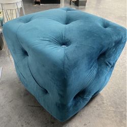Opal House Teal Velvet Ottoman