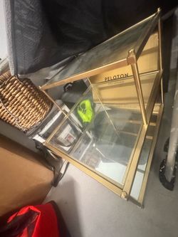 West Elm end glass table