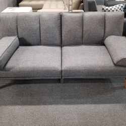 Brand New 74" x 44" Light Gray Linen Sofa Futon