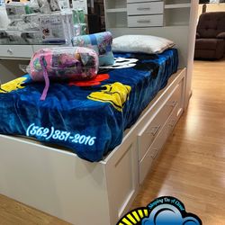 White Drawer Dresser Twin New Storage Bed Frame 