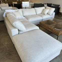 NEW White Modular Cloud Sofa Chaise Sectional in Performance Linen 
