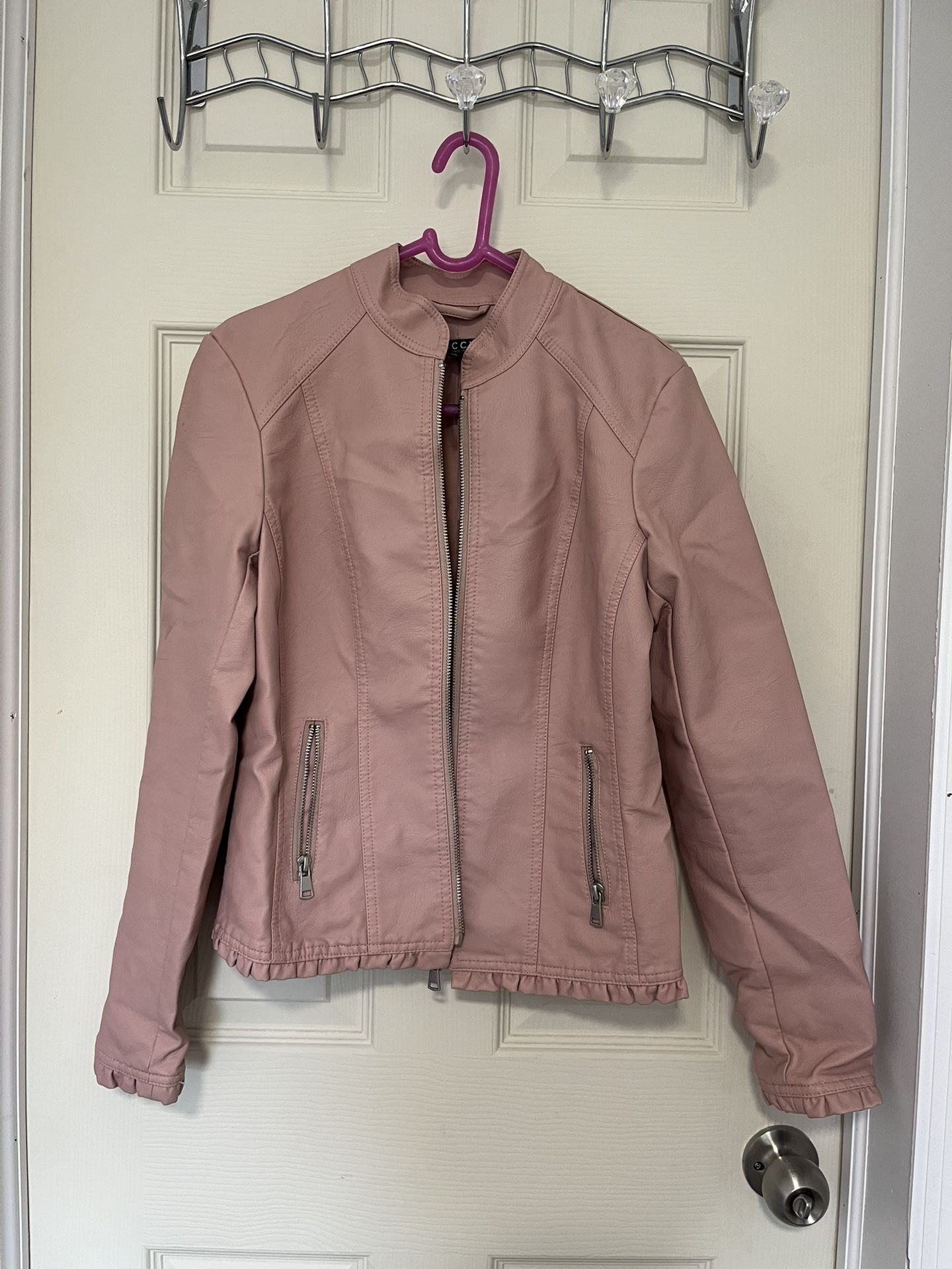 Pink leather jacket