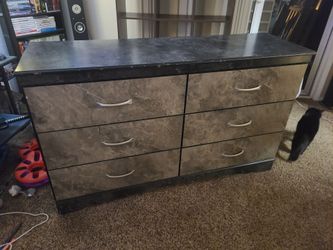 Granite Decal 6 Drawer Dresser w/ Mirror
