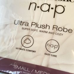 Plush Bath Robe Ivory Color Small Medium