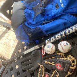 Baseball Starter Set.   Balls, Bag,  Glove Bat And Chest Protector