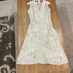 Beige Purple And White Dress 