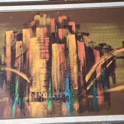 Vintage Mid-Century Abstract Oil Painting