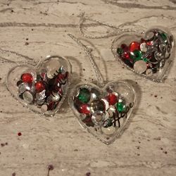 Faith Hope And Love Heart Ornaments With Gemstones Inside