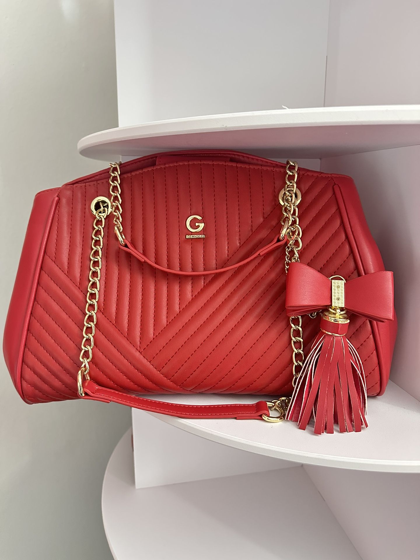 Guess red leather shoulder bag