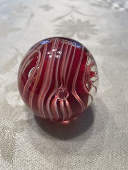 Dynasty Gallery Swirl Red Paperweight (Original Label)