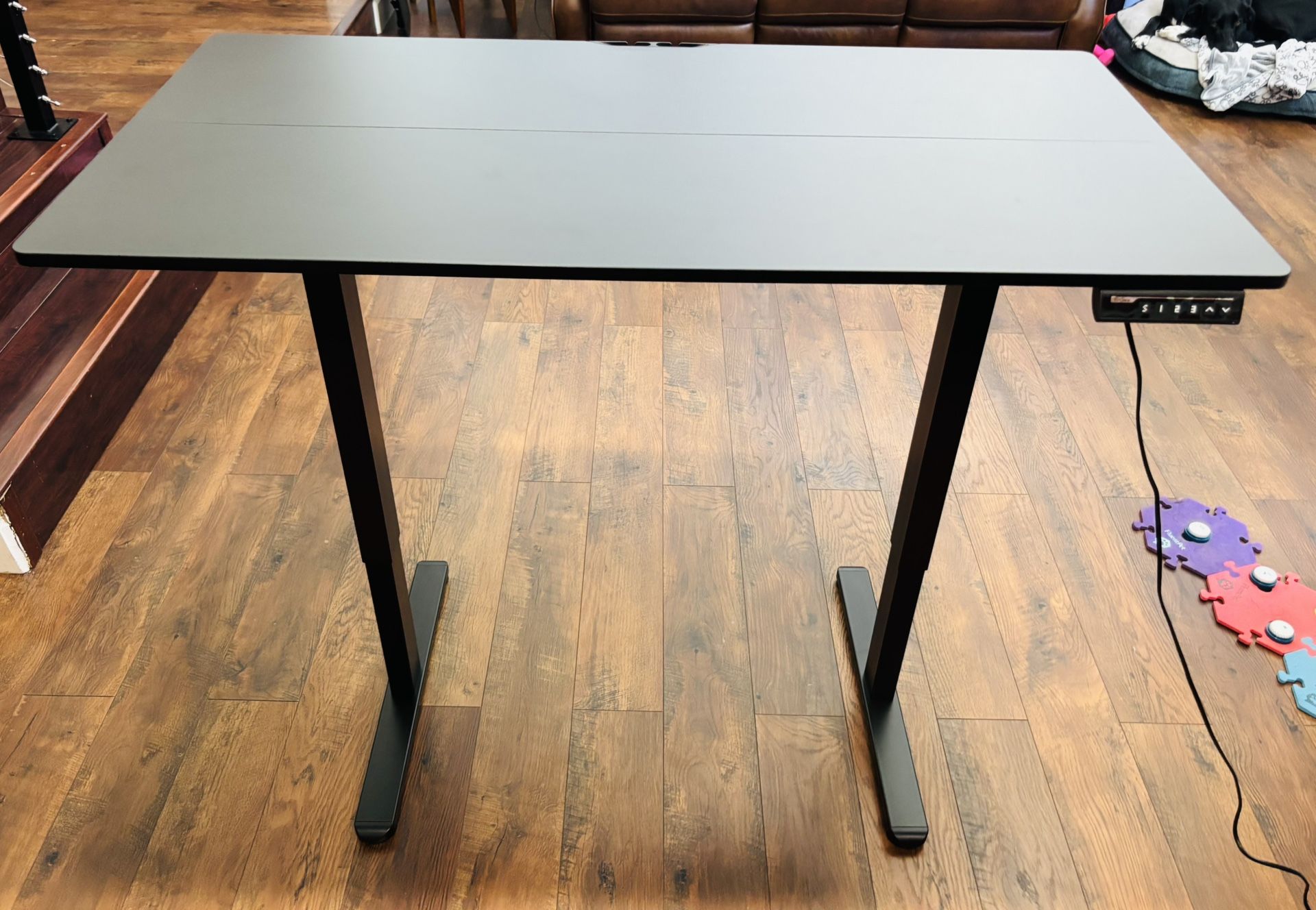 Height Adjustable Electric Standing Desk, 47.2 x 23.6 Inches Sit Stand up Desk, Memory Computer Home Office Desk with Two-Piece Desktop (Black)