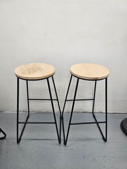 Pair of Wood and Metal Bar Stools