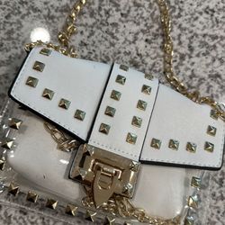 White Leather Crossbody/Clutch 