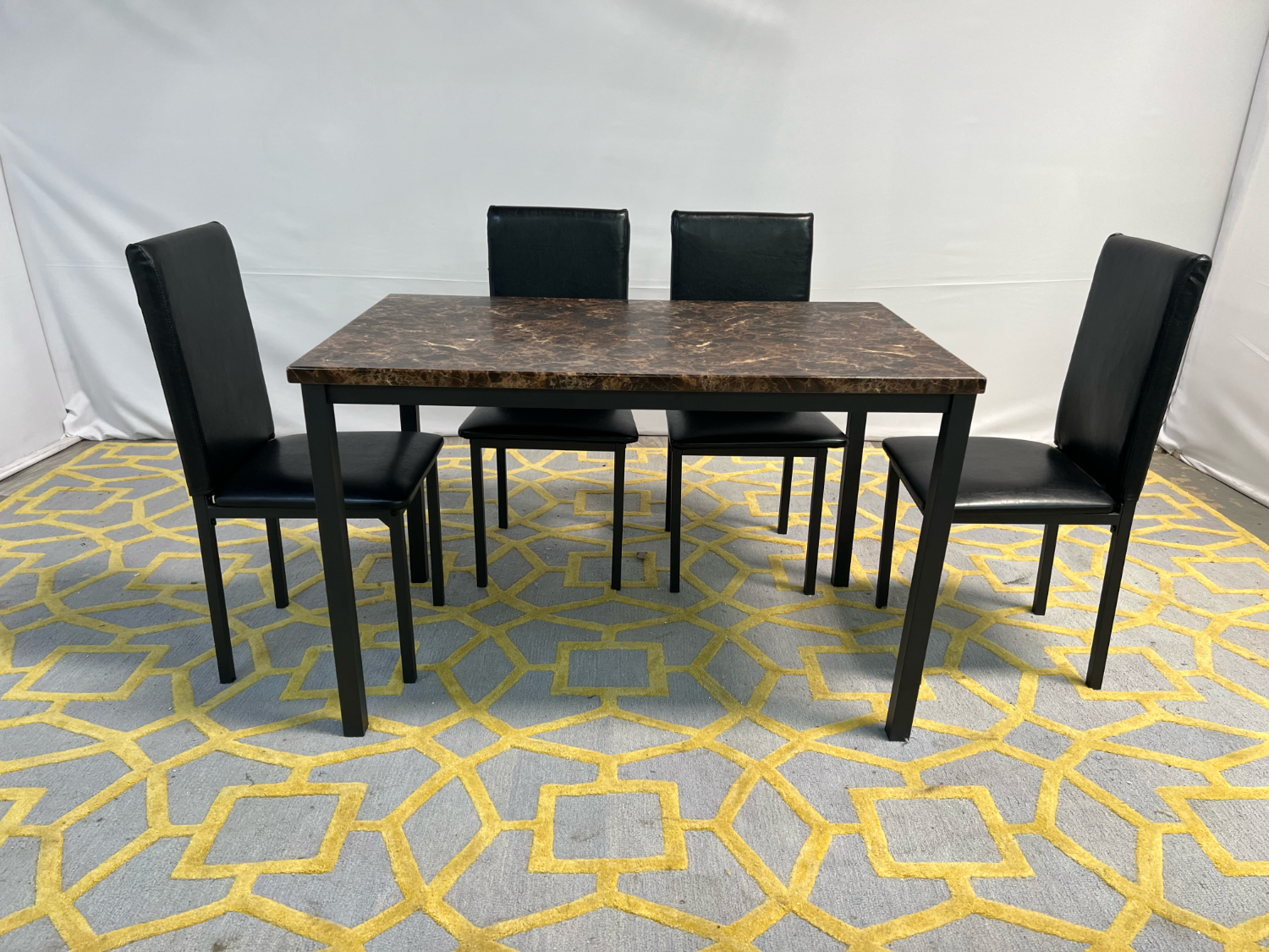 ( Delivery Available ) Black 5-Piece Metal Dining Table and Chairs Set