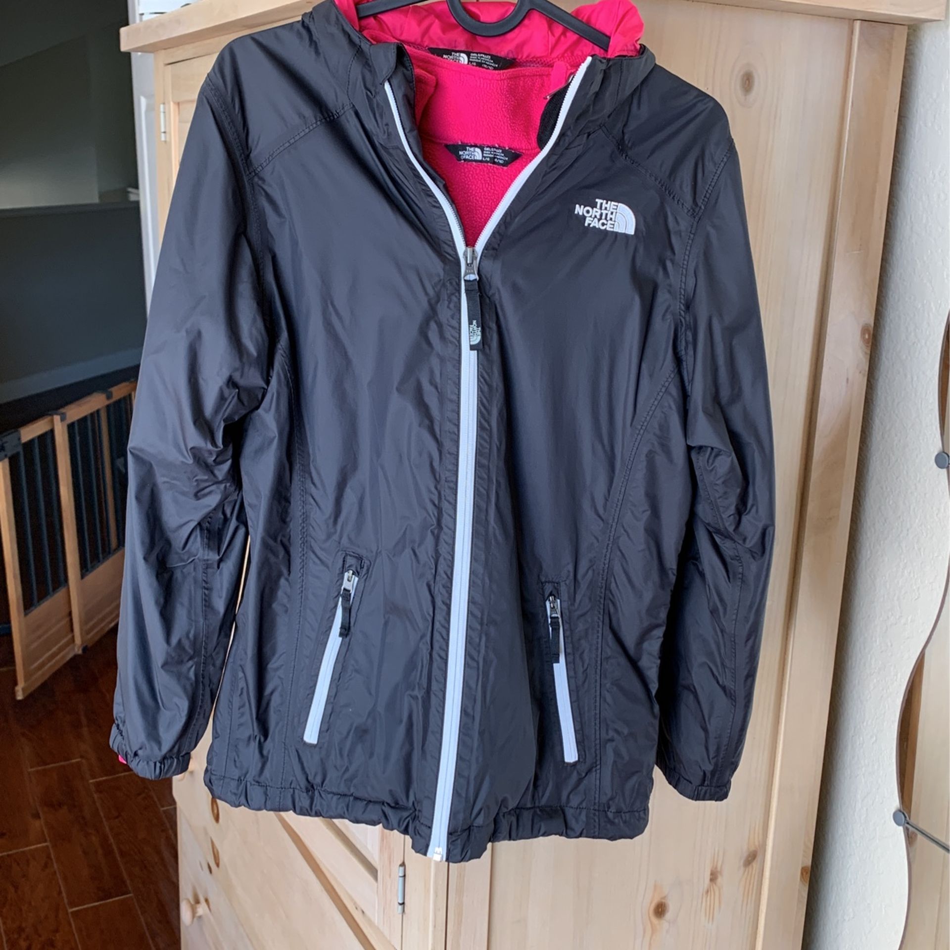 The North Face Girls Large Black And Pink Jacket