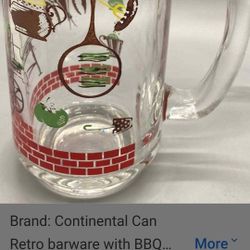 VINTAGE 1950s Glass Beer Stein Mugs 12oz. Barware