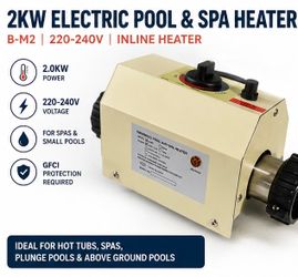 2KW Electric Pool Spa Heater B-M2 220-240V Inline Heater w/ Fittings