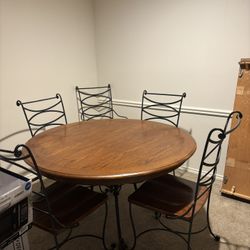 Table With 6 Chairs And Leaf, Sofa, And Matching Club Chair, Queen Mattress And Box Spring
