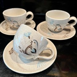 Red Wing Pottery 1950’s Bob White 3 Cups& Sauces