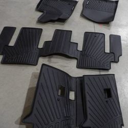 Nikalaika - Floor Mats, Cargo Liner & Backrest Mat For Kia Carnival MPV 8 Seats 2022-2025, All Weather Liners, Full Set, Black