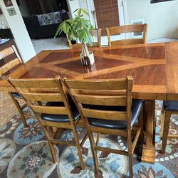 Kitchen Table and 6 chairs (2 leafs) Counter Height
