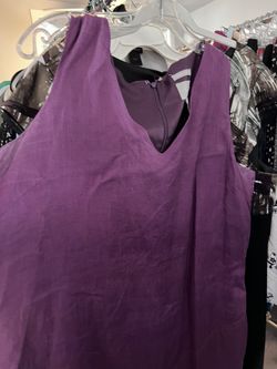 Linen Purple V-Neck Dress