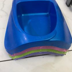 4 Pack Pets Double Dish Food/Water Bowl Blue, Green, Purple, Pink 