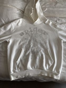 Sp5der White rhinestone hoodie