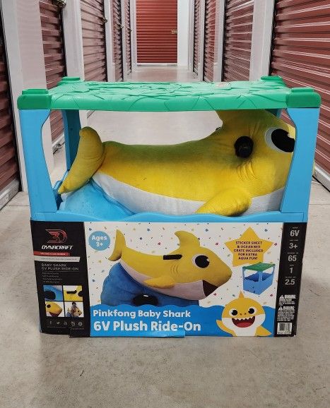 Baby shark 2024 plush ride on 6v