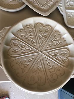 Lot Of Ceramic Cookie Molds Brown Bag Art