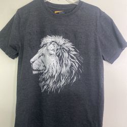 LARGE LifeStyle Limited Edition Lion Graphic T-Shirt Gray Short Sleeve Tee