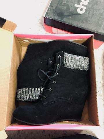 Heel black short boots