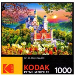 KODAK Jigsaw Puzzle Famous Neuschwanstein Medieval Castle Germany 1000 Piece EUC