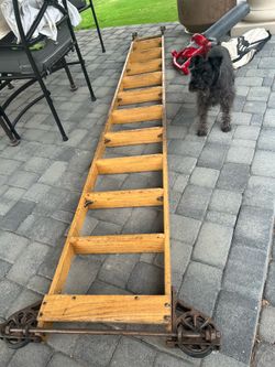 10’ Vintage Oak rolling ladder