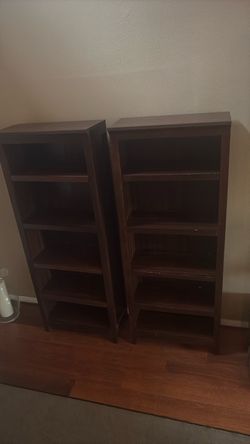 Pair of Dark Brown Wood Bookcases