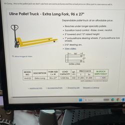 Pallet jack Long Forks