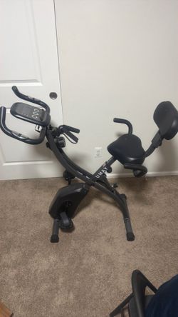 Exercise Bike with 9-levels, Exercise Bike with Arm, Pulse Sensor, Transport Wheels, Workout Bike for Home