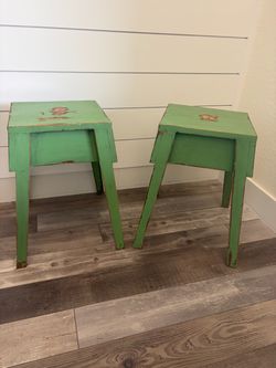 Green distressed tables