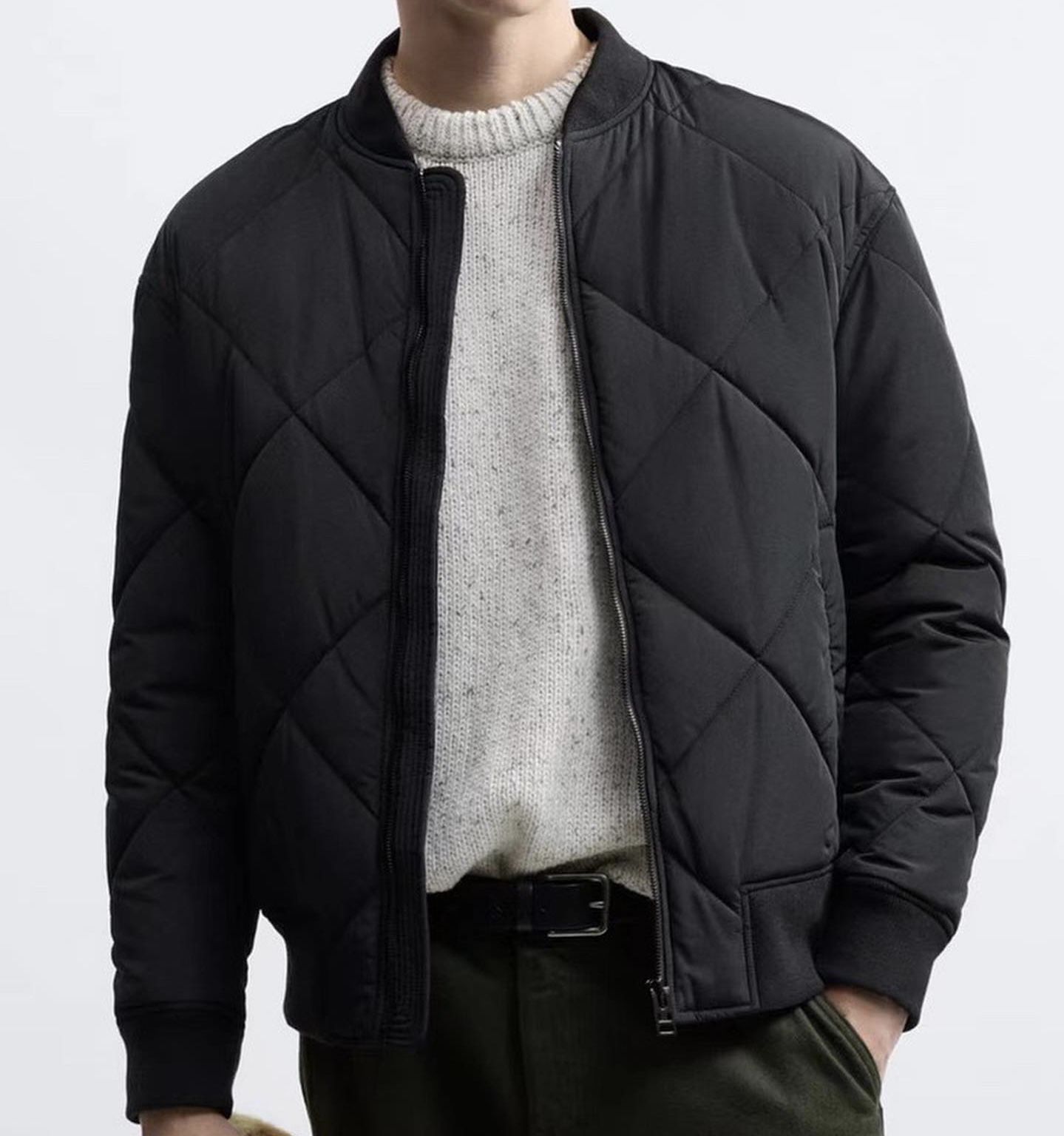 Zara Man Black Bomber Jacket Size XL