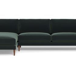Modern Dark Green Velvet Sectional Sofa - Excellent Condition, Must Sell 