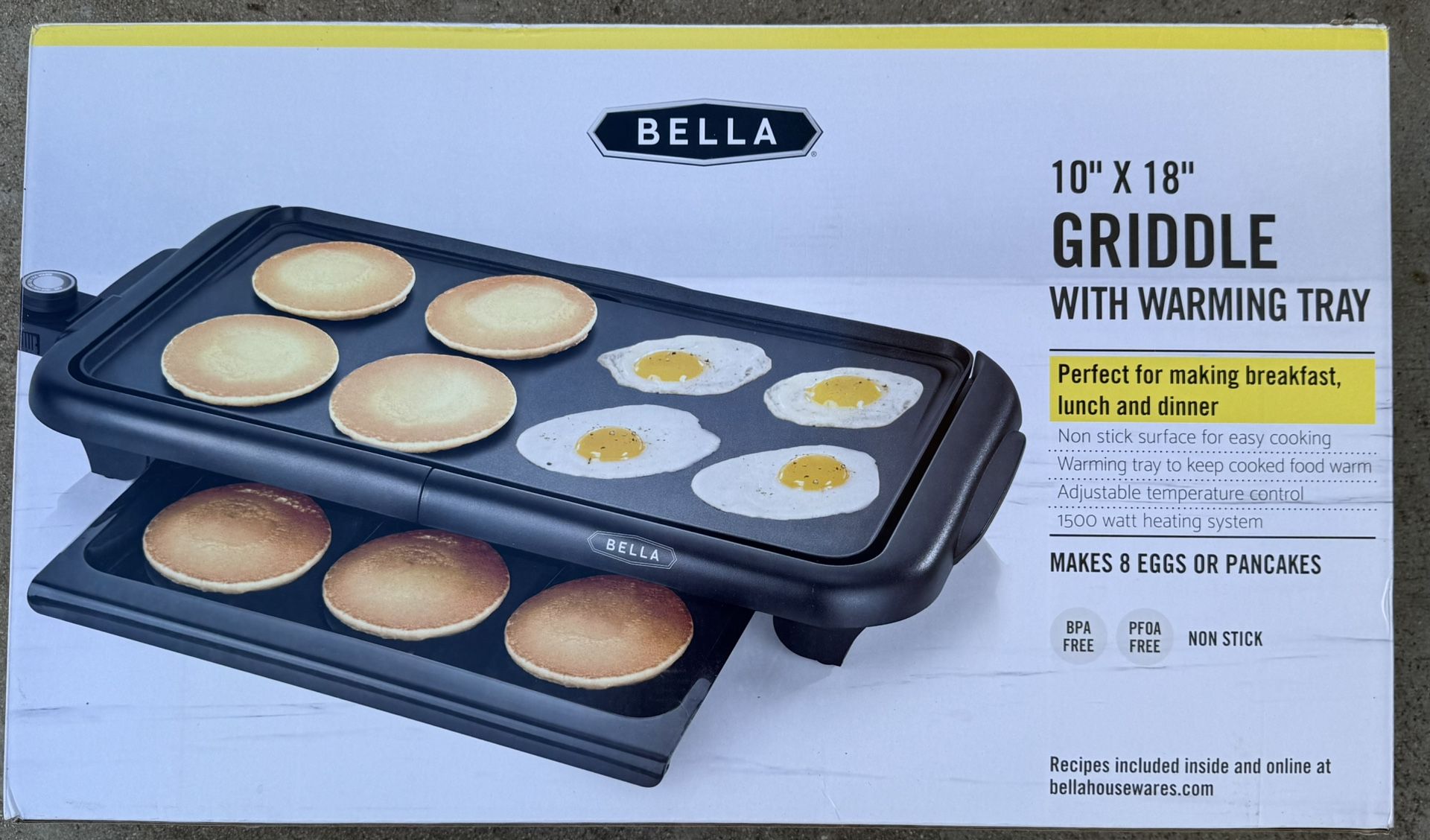 Bella 10" X 18" Griddle With Warming Tray