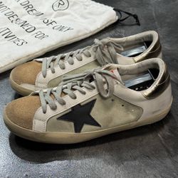 Golden Goose White & Green SuperStar Double Quarter Low-Top Sneakers Size 40 Dust Bag