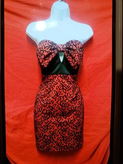 Red and black dress with bow