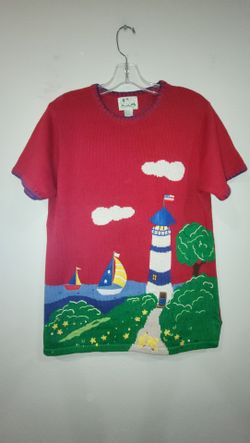Women's Sweater Top size Medium Nautical Cash Only