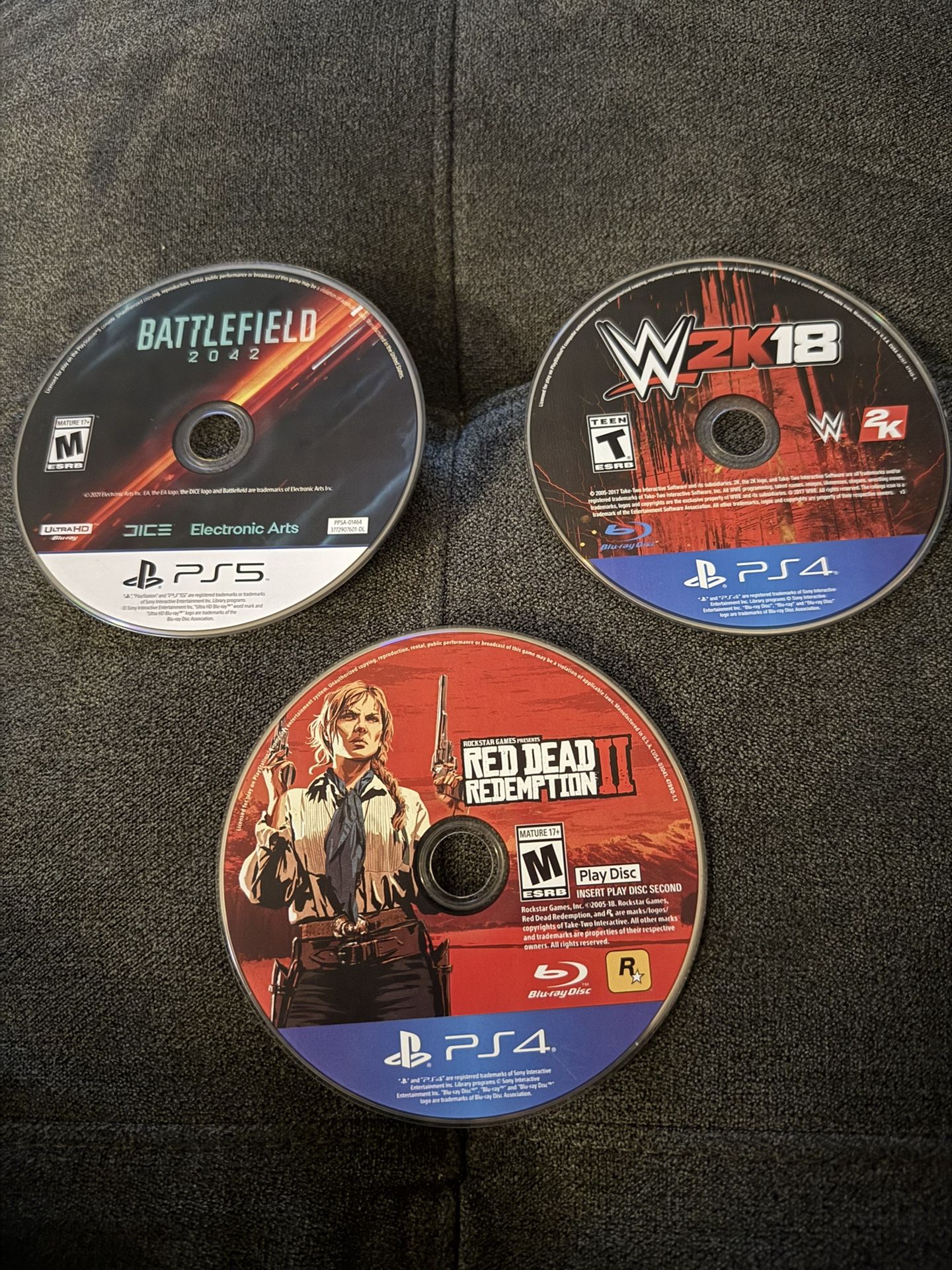 Battlefield 2042/ WWE 2k18/ Red Dead Redemption II