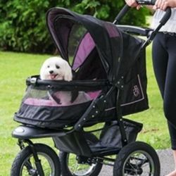 Pet Gear No-Zip Pet Stroller for Cats/Dogs, Zipperless Entry, Easy One-Hand Fold, Gel-Filled Tires