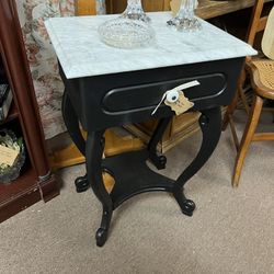 Marble Top Black Entry Side Table