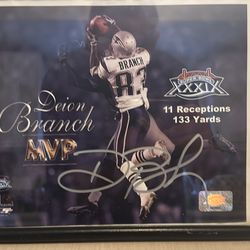 Autographed Deion branch Framed MVP Photo