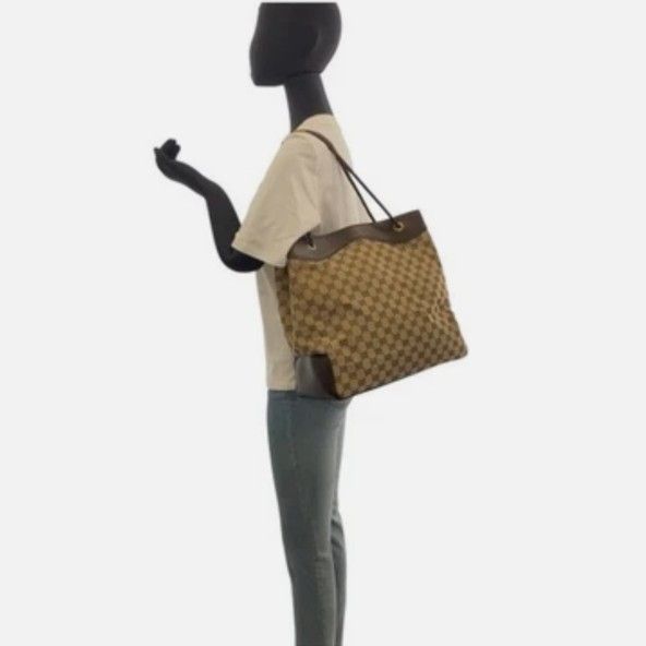 Authentic Gucci GG Monogram Supreme Braided Shoulder Tote Bag