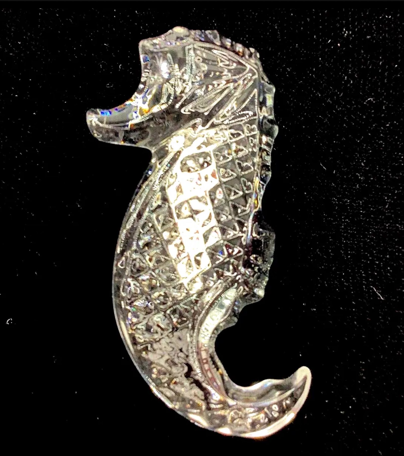 Waterford Crystal Glass Seahorse Brooch 164163